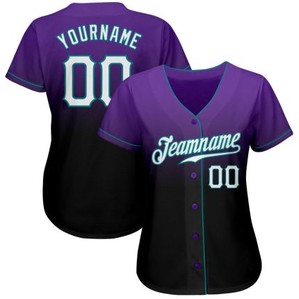 Personalized Purple White-Black Authentic Fade Fashion Baseball Jersey Team Custom Name and Number