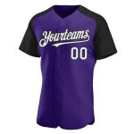 Personalized Purple White-Black Authentic Raglan Sleeves Baseball Jersey Team Custom Name and Number