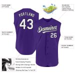 Personalized Purple White-Black Authentic Sleeveless Baseball Jersey Team Custom Name and Number