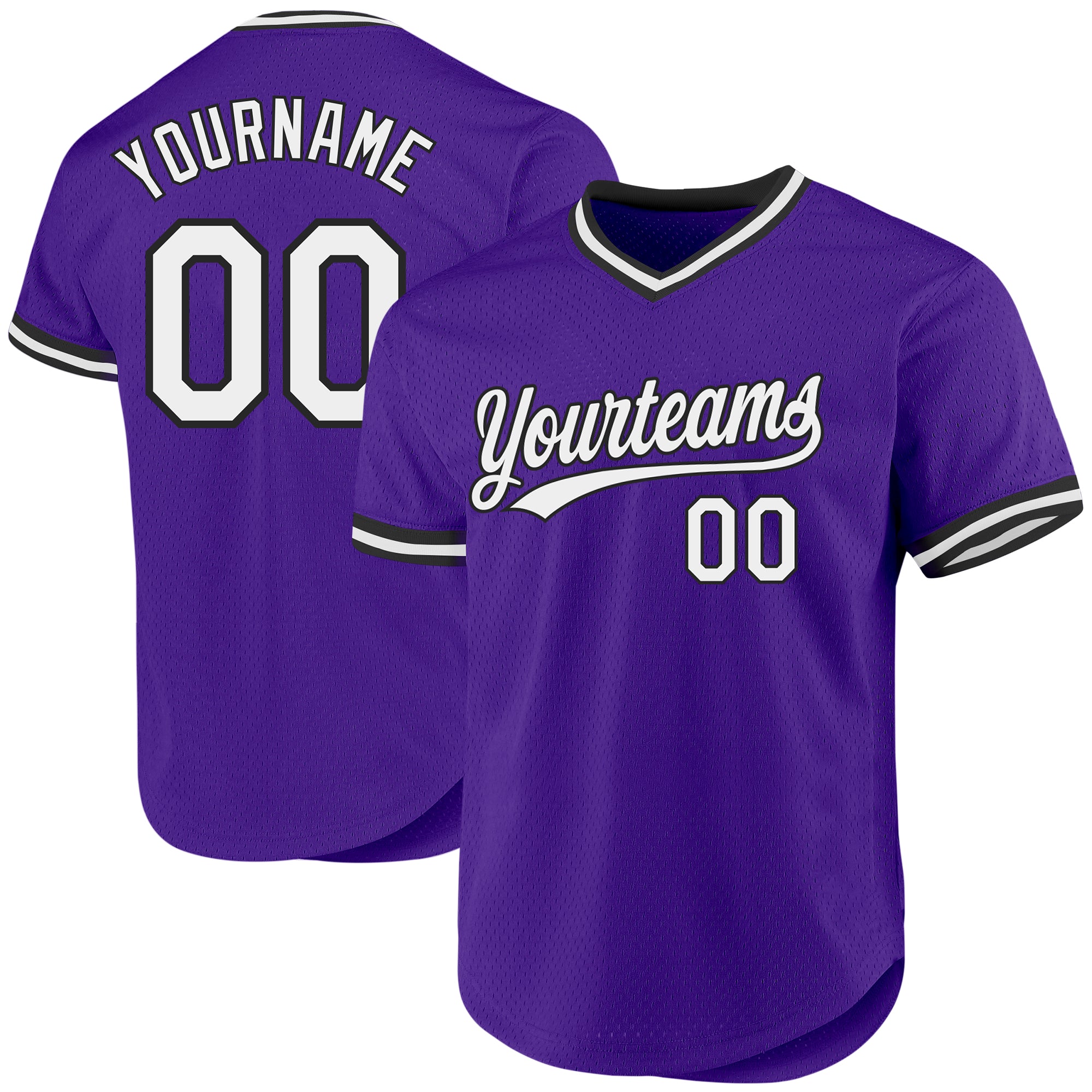 Personalized Purple White-Black Authentic Throwback Baseball Jersey Team Custom Name and Number