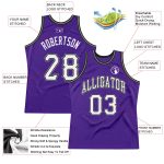 Personalized Purple White-Black Authentic Throwback Basketball Jersey Team Custom Name and Number
