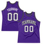 Personalized Purple White-Black Authentic Throwback Basketball Jersey Team Custom Name and Number