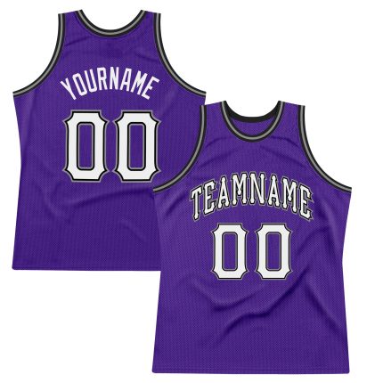 Personalized Purple White-Black Authentic Throwback Basketball Jersey Team Custom Name and Number