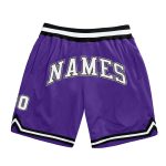 Personalized Purple White-Black Authentic Throwback Basketball Shorts Team Custom Name and Number