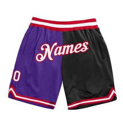 Personalized Purple White-Black Authentic Throwback Split Fashion Basketball Shorts