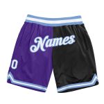 Personalized Purple White-Black Authentic Throwback Split Fashion Basketball Shorts Team Custom Name and Number