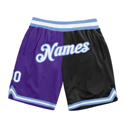 Personalized Purple White-Black Authentic Throwback Split Fashion Basketball Shorts Team Custom Name and Number