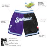 Personalized Purple White-Black Authentic Throwback Split Fashion Basketball Shorts Team Custom Name and Number