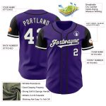 Personalized Purple White-Black Authentic Two Tone Baseball Jersey Team Custom Name and Number