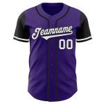 Personalized Purple White-Black Authentic Two Tone Baseball Jersey Team Custom Name and Number