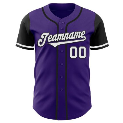 Personalized Purple White-Black Authentic Two Tone Baseball Jersey Team Custom Name and Number