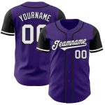 Personalized Purple White-Black Authentic Two Tone Baseball Jersey Team Custom Name and Number