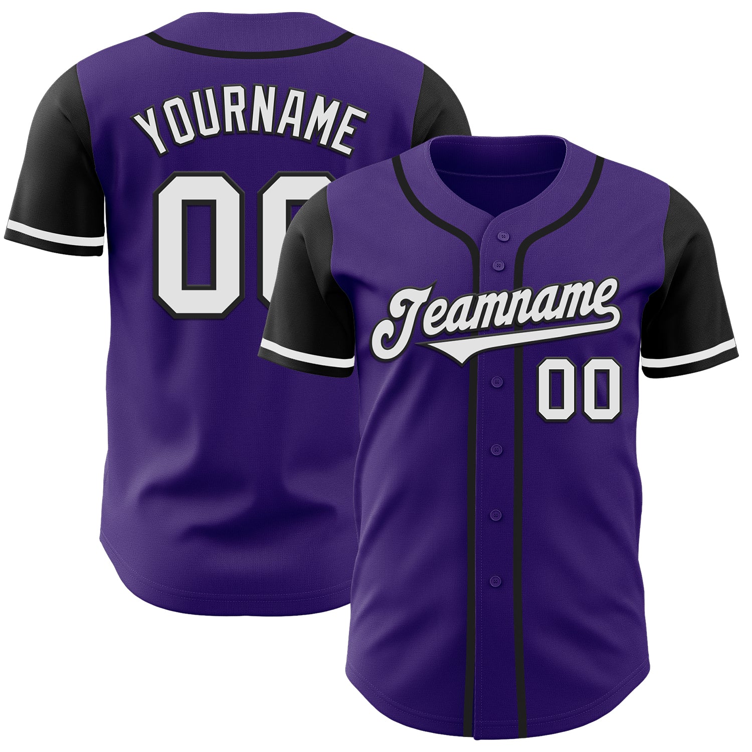 Personalized Purple White-Black Authentic Two Tone Baseball Jersey Team Custom Name and Number
