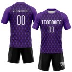 Custom purple, white and black volleyball jersey, back view