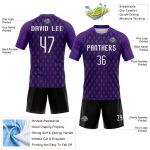Custom purple, white and black volleyball jersey, side view