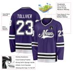 Personalized Purple White-Black Hockey Jersey