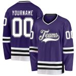 Personalized Purple White-Black Hockey Jersey
