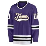 Personalized Purple White-Black Hockey Jersey Team Custom Name and Number
