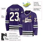 Personalized Purple White-Black Hockey Jersey Team Custom Name and Number