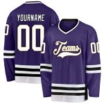 Personalized Purple White-Black Hockey Jersey Team Custom Name and Number