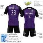 Personalized Purple White-Black Lines Sublimation Volleyball Uniform Jersey Team Custom Name and Number