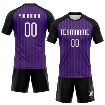 Personalized Purple White-Black Lines Sublimation Volleyball Uniform Jersey Team Custom Name and Number