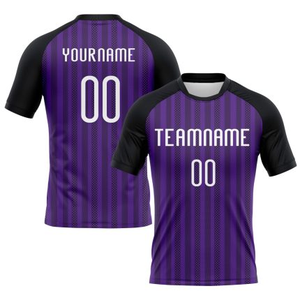 Personalized Purple White-Black Lines Sublimation Volleyball Uniform Jersey Team Custom Name and Number