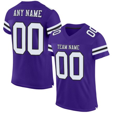 Personalized Purple White-Black Mesh Authentic Football Jersey