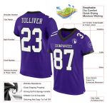 Personalized Purple White-Black Mesh Authentic Football Jersey Team Custom Name and Number