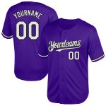 Personalized Purple White-Black Mesh Authentic Throwback Baseball Jersey Team Custom Name and Number