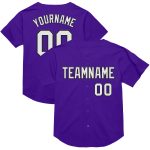 Personalized Purple White-Black Mesh Authentic Throwback Baseball Jersey