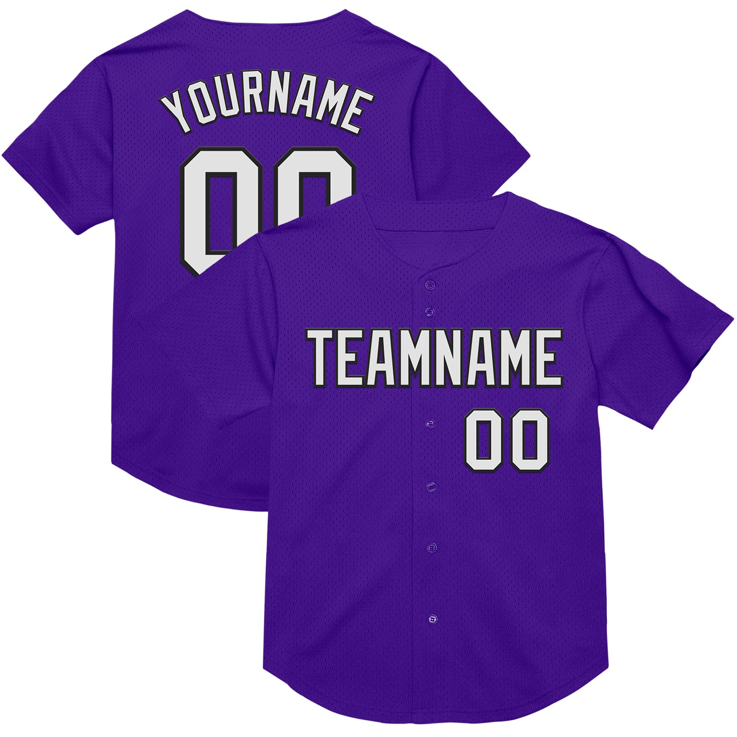 Personalized Purple White-Black Mesh Authentic Throwback Baseball Jersey