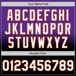 Personalized Purple White Black-Orange Bomber Full-Snap Varsity Letterman Fade Fashion Jacket Team Custom Name and Number