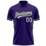 Personalized Purple White-Black Performance Vapor Golf Polo Shirt Team Custom Name and Number