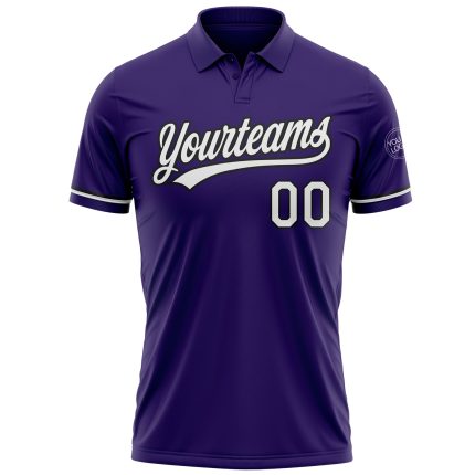 Personalized Purple White-Black Performance Vapor Golf Polo Shirt Team Custom Name and Number