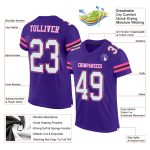 Personalized Purple White Black-Pink Mesh Authentic Football Jersey Team Custom Name and Number