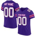 Personalized Purple White Black-Pink Mesh Authentic Football Jersey Team Custom Name and Number