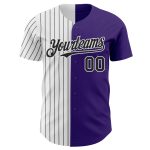 Personalized Purple White-Black Pinstripe Authentic Split Fashion Baseball Jersey Team Custom Name and Number