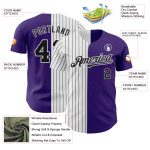Personalized Purple White-Black Pinstripe Authentic Split Fashion Baseball Jersey Team Custom Name and Number