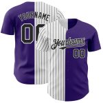 Personalized Purple White-Black Pinstripe Authentic Split Fashion Baseball Jersey Team Custom Name and Number