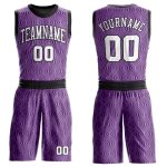Personalized Purple White-Black Round Neck Sublimation Basketball Suit Jersey