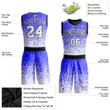 Personalized Purple White-Black Round Neck Sublimation Basketball Suit Jersey Team Custom Name and Number