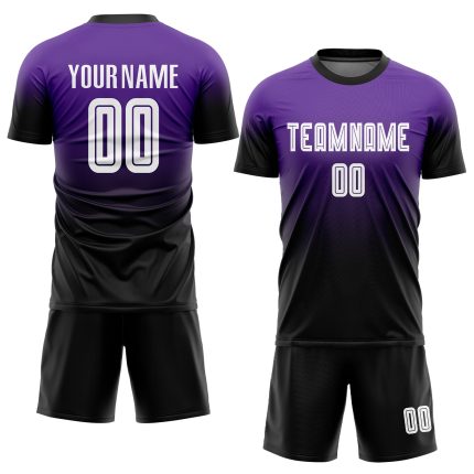 Personalized Purple White-Black Sublimation Fade Fashion Soccer Uniform Jersey Team Custom Name and Number