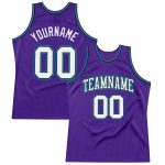 Personalized Purple White Black-Teal Authentic Throwback Basketball Jersey Team Custom Name and Number
