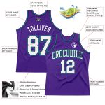 Personalized Purple White Black-Teal Authentic Throwback Basketball Jersey Team Custom Name and Number