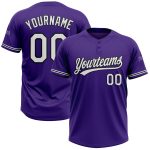 Personalized Purple White-Black Two-Button Unisex Softball Jersey Team Custom Name and Number