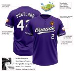 Personalized Purple White-Black Two-Button Unisex Softball Jersey Team Custom Name and Number