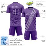 Custom purple and white soccer jersey, side view