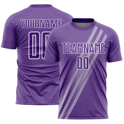 Custom purple and white soccer jersey