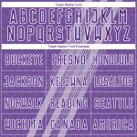 Custom purple and white soccer jersey, flat lay